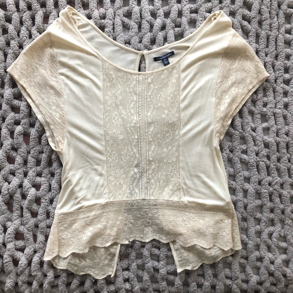 AE cream embroidered top